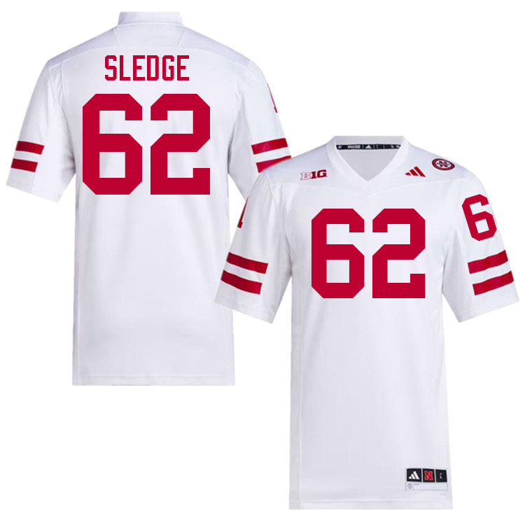 Men #62 Sam Sledge Nebraska Cornhuskers College Football Jerseys Stitched Sale-White